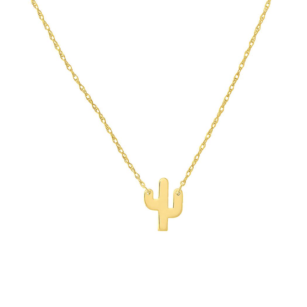 14k or jaune Cactus 16 pouces 18 pouces Collier ajustable 18 pouces pendentif-collier pour femmes