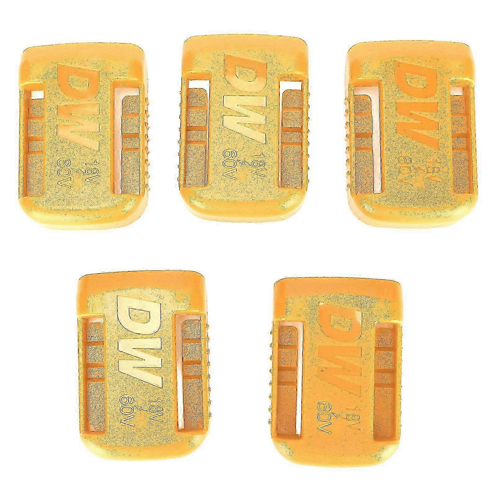 5pcs Lithium Battery Holder Portable Power Tool Battery Storage Rack with Countersunk Screw Holes Bracket for DW Yellow