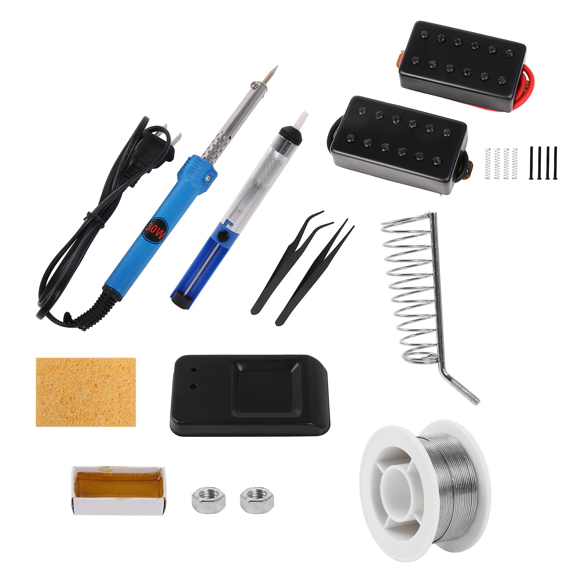 1 Pair Dual Coil Pickup Black for Guitar w/ 110V 30W Soldering Tool Kit