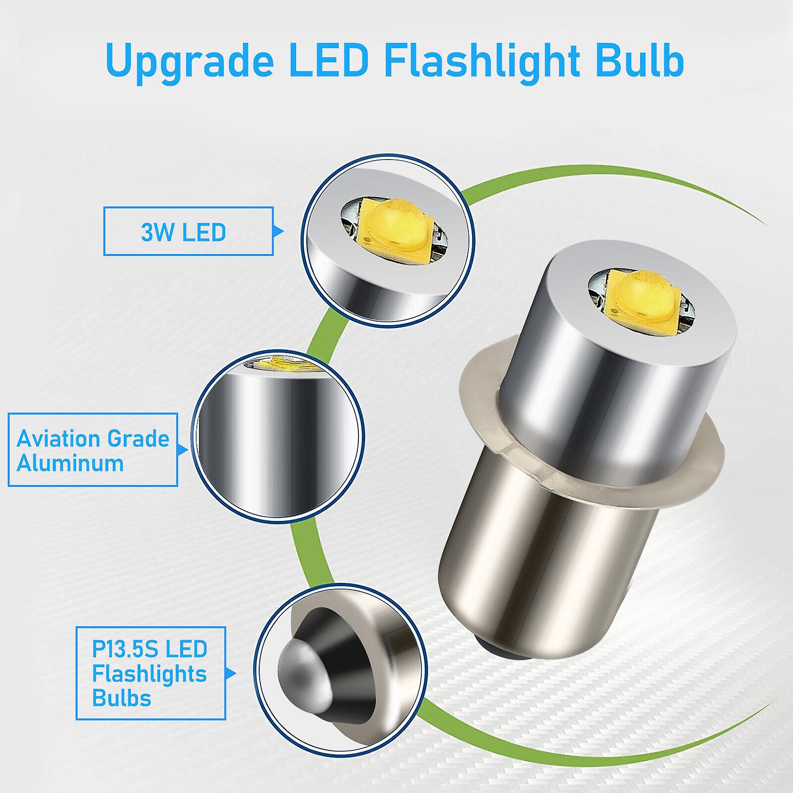 Ampoule LED P13.5S 6V Blanc - Remplacement Pour Lampe Maglite, Camping, Vélo