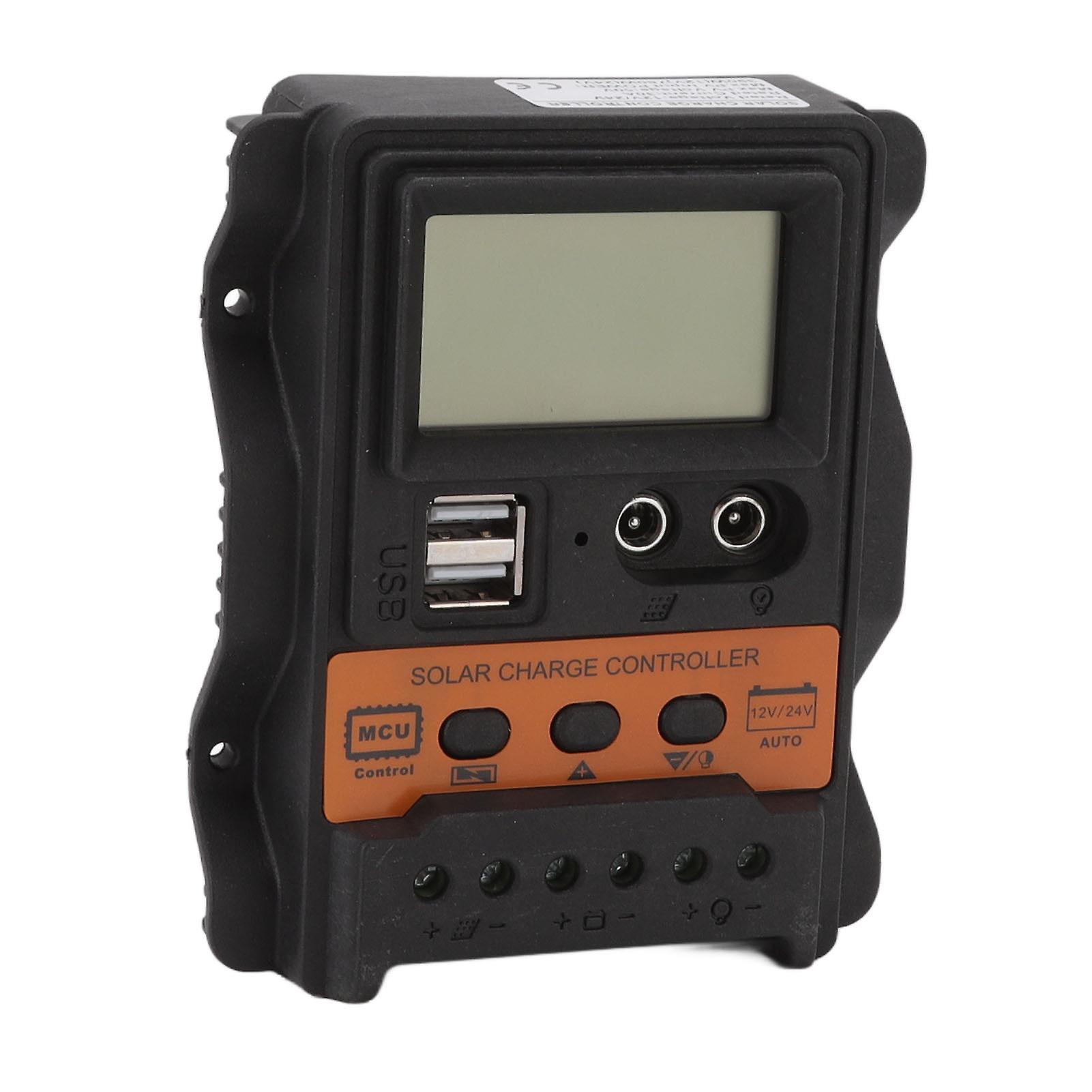 12V 24V Dual USB Solar Charge Controller PWM Photovoltaic Solar Panel Charge Regulator with LCD Display 20A 