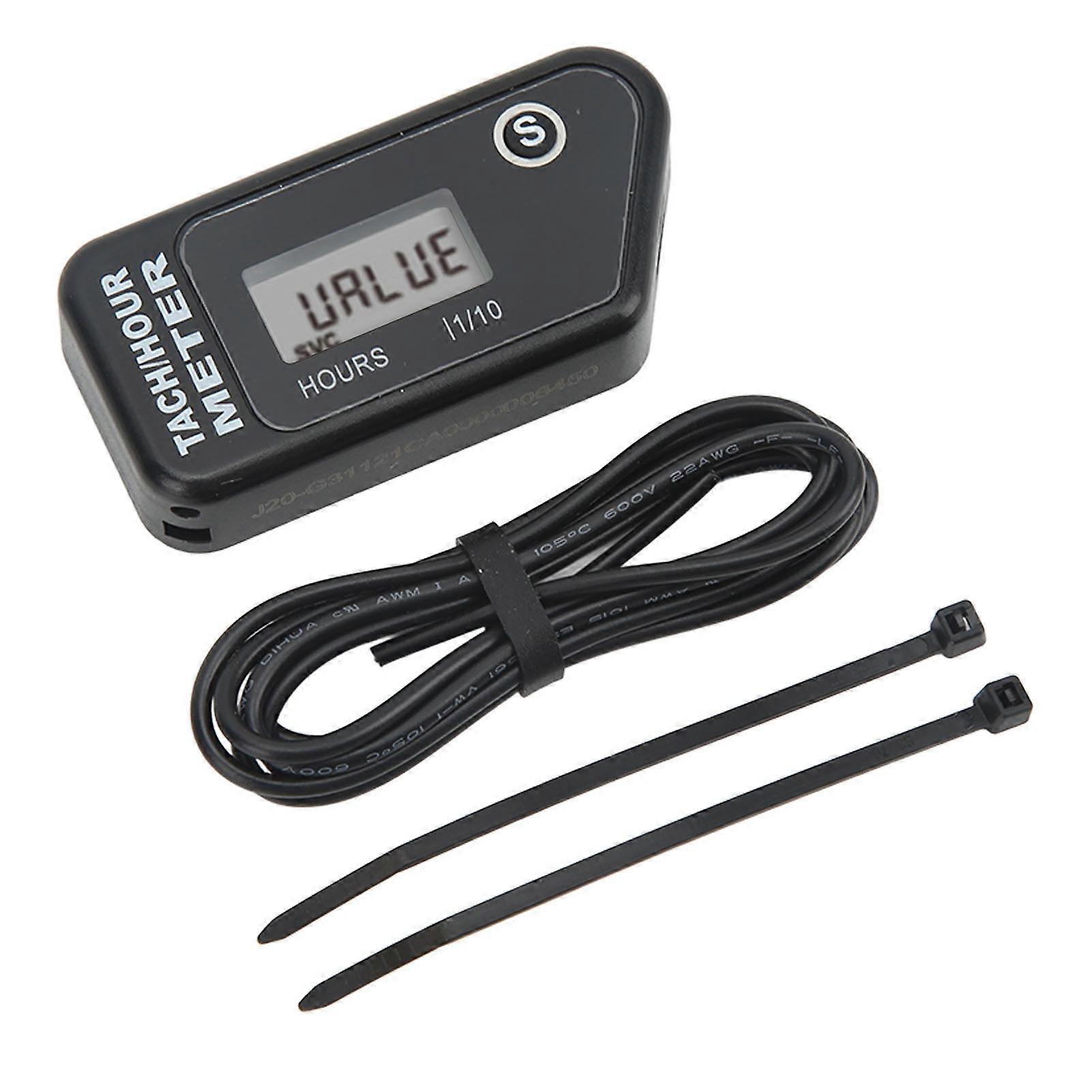 IP68 Waterproof Inductive Digital Hour Meter for Motorcycle Black for Lawn Mower and Motocross