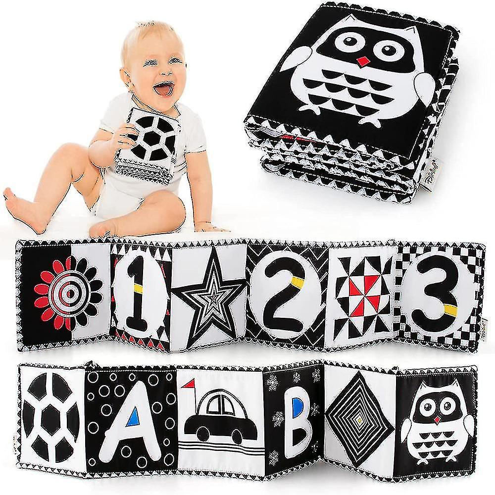 Livre souple noir et blanc pour bébé, jouets sensoriels à contraste élevé, jouets pour le ventre des nourrissons