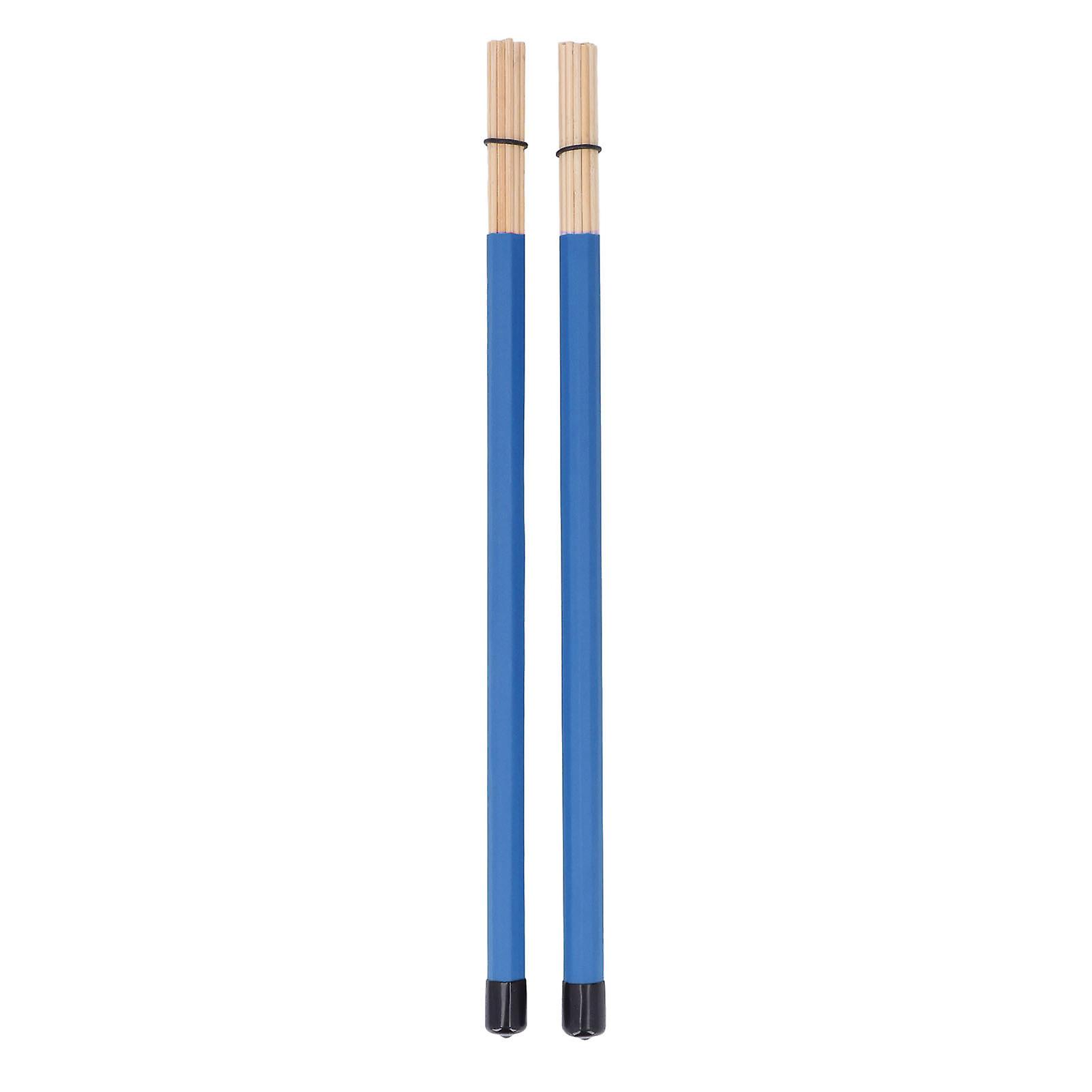 2Pcs Drum Brush Drumstick Stick Mallet Bamboo Percussion Tool Instrument Accessory Set Kit Blue 
