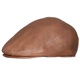 Mens Tan Flat Hat Leather Newsboy Gatsby Cap | Fruugo US