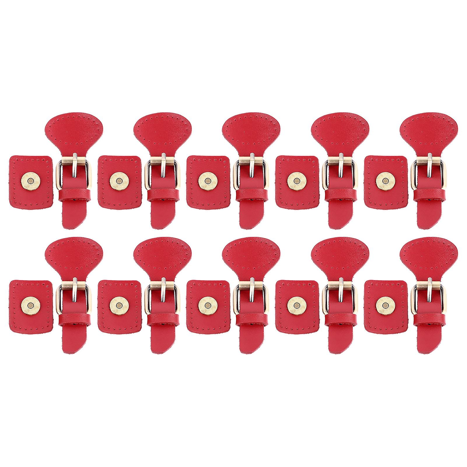 Lot de 10 fermoirs à bascule en cuir à coudre, boucle à pression en cuir à coudre pour manteau, veste, bricolage, artisanat du cuir, rouge