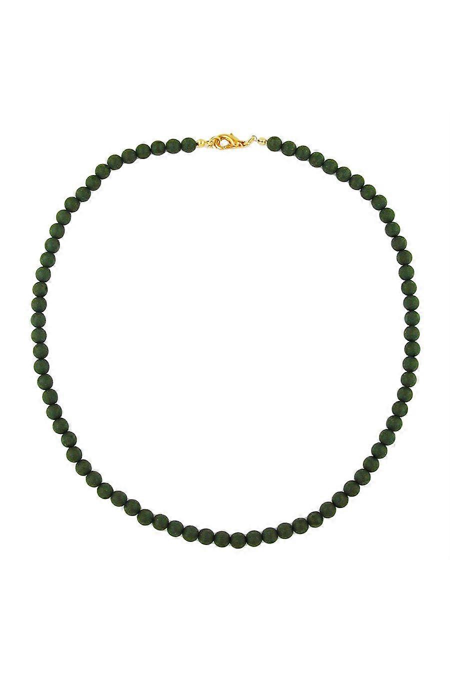 Necklace Beads 8mm Olive Green - Gl05891