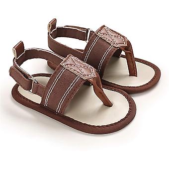 Veeki Baby Boys Girls Summer Sandals Non-Slip Soft Sole Infant Slippers Cotton Crib Shoes for Toddler First Walkers -------- Brown 12cm