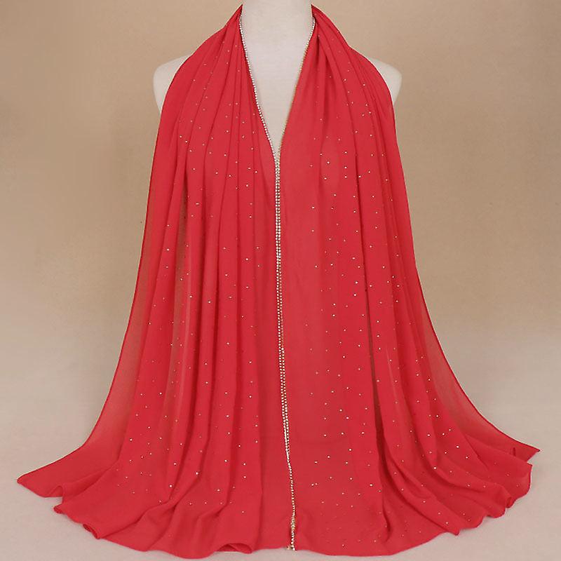 Women Scarf Shawl Chiffon Chain Starry Solid Color