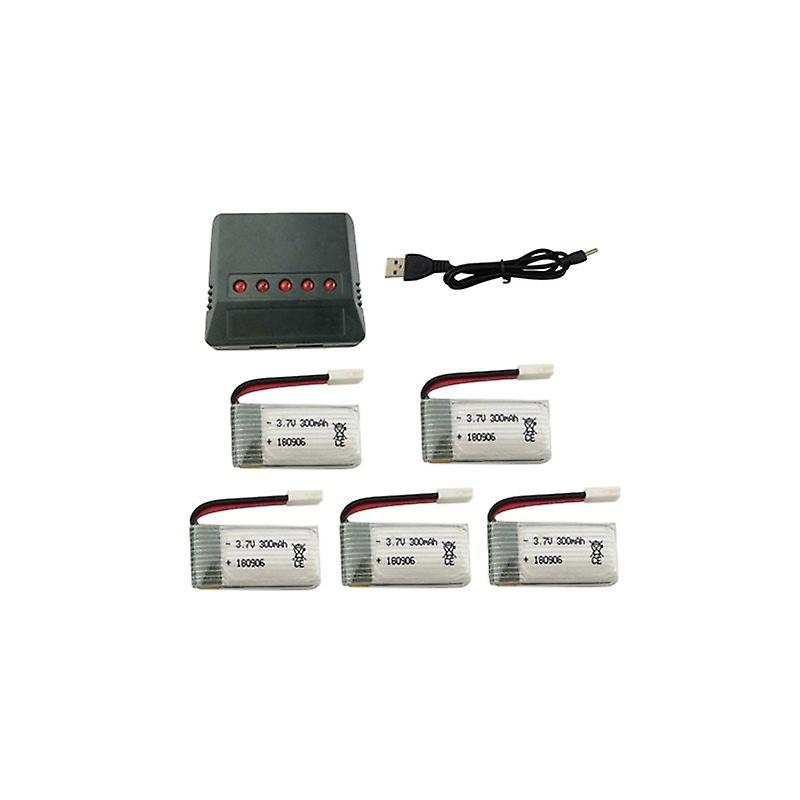 5PCS/Set 3.7V 300mAh Lithium Battery with 5-in-1 Charger for H8 H22 Eachine H8 Mini Quadcopter Spare