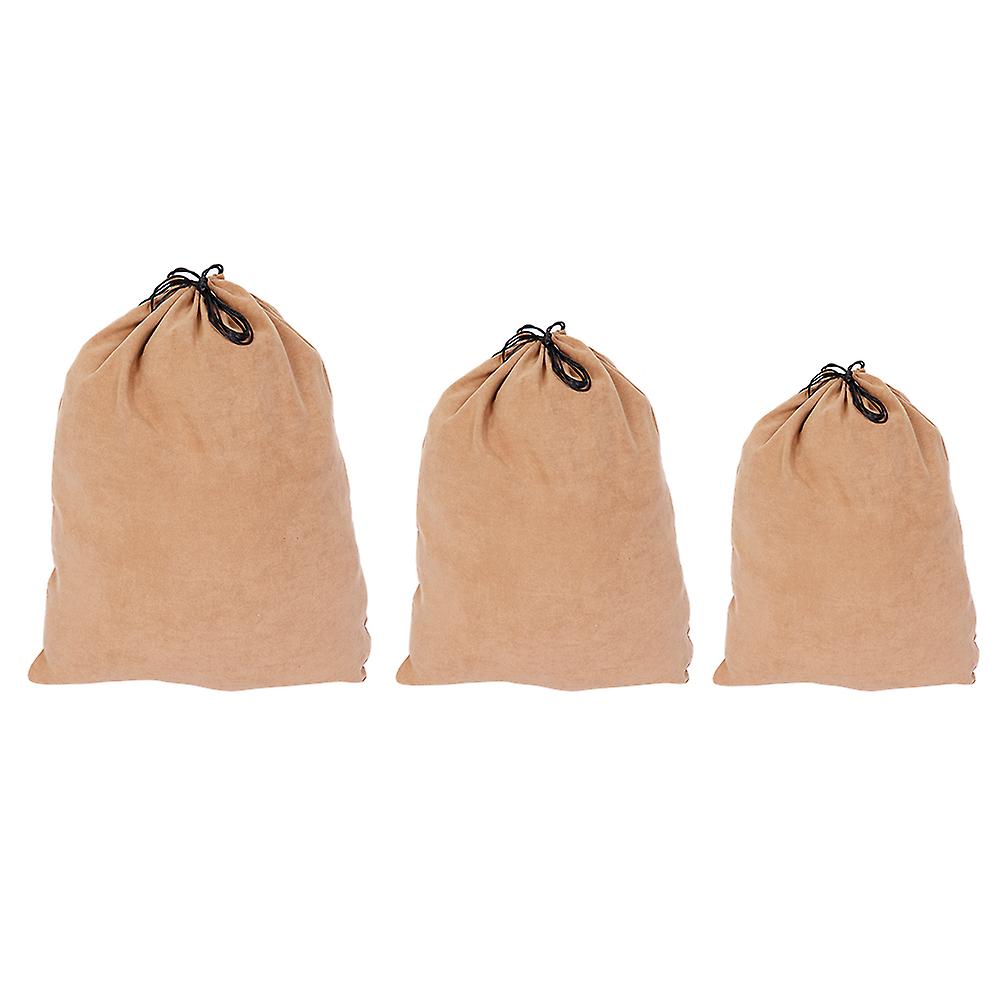 3Pcs Home Storage Resuable Flannel\/Suede Drawstring Pouch Package Clothes Storage Bag(Suede)