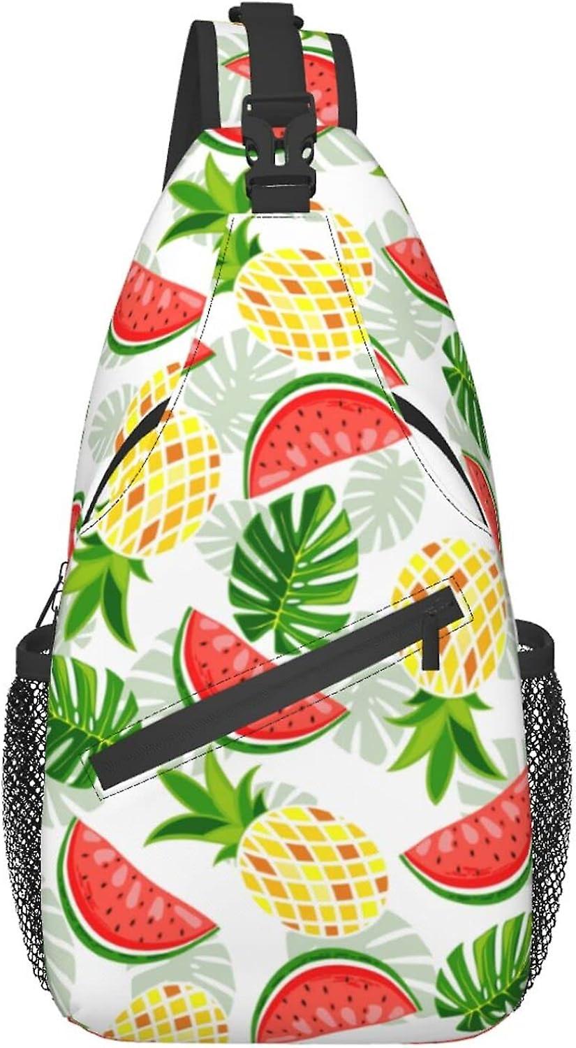 AT871 Sling Bag Summer Fruit Καρπούζι Πεύκο Palm Πεζοπορία Daypack Crossbody ώμο σακίδιο Travel Chest Pack για άνδρες γυναίκες
