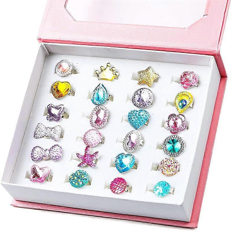 24 Adjustable Cute Children Rings, Material: Plastic, Size: 1.5 cm (0.59 in)