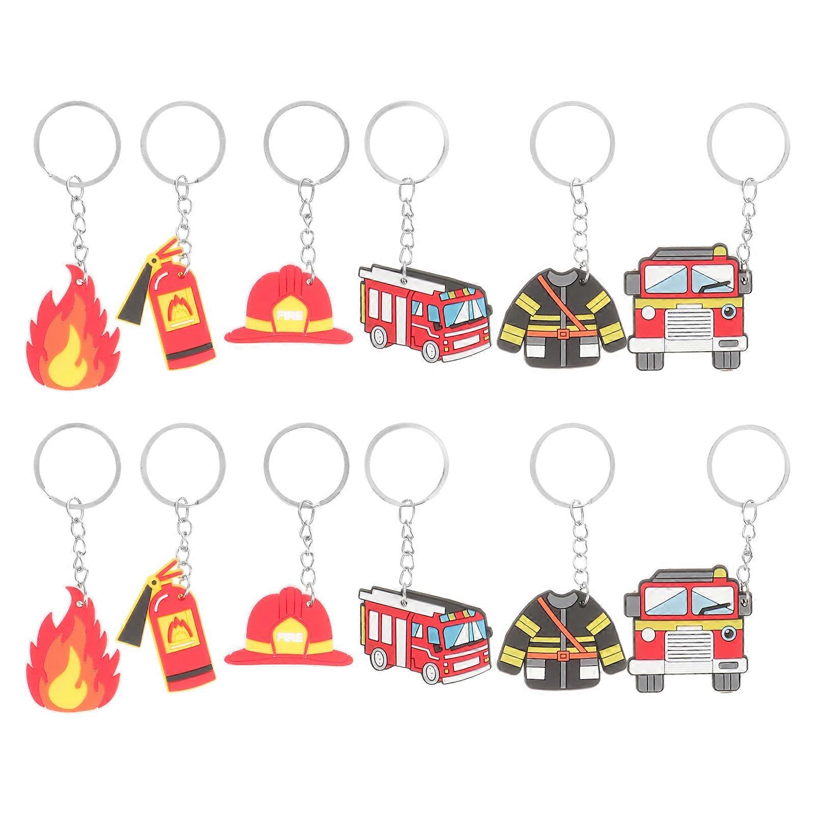 12pcs Firefighter Key Chain Firefighter Keychain Pendant Firefighter Gift Keychain(Random Style)