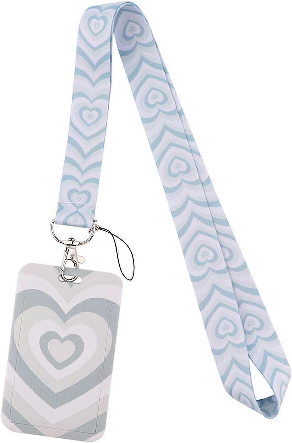 Lanyard bonito com suporte de identificação, pescoço bonito de seda com carretel de emblema ID Holder com grampo de metal