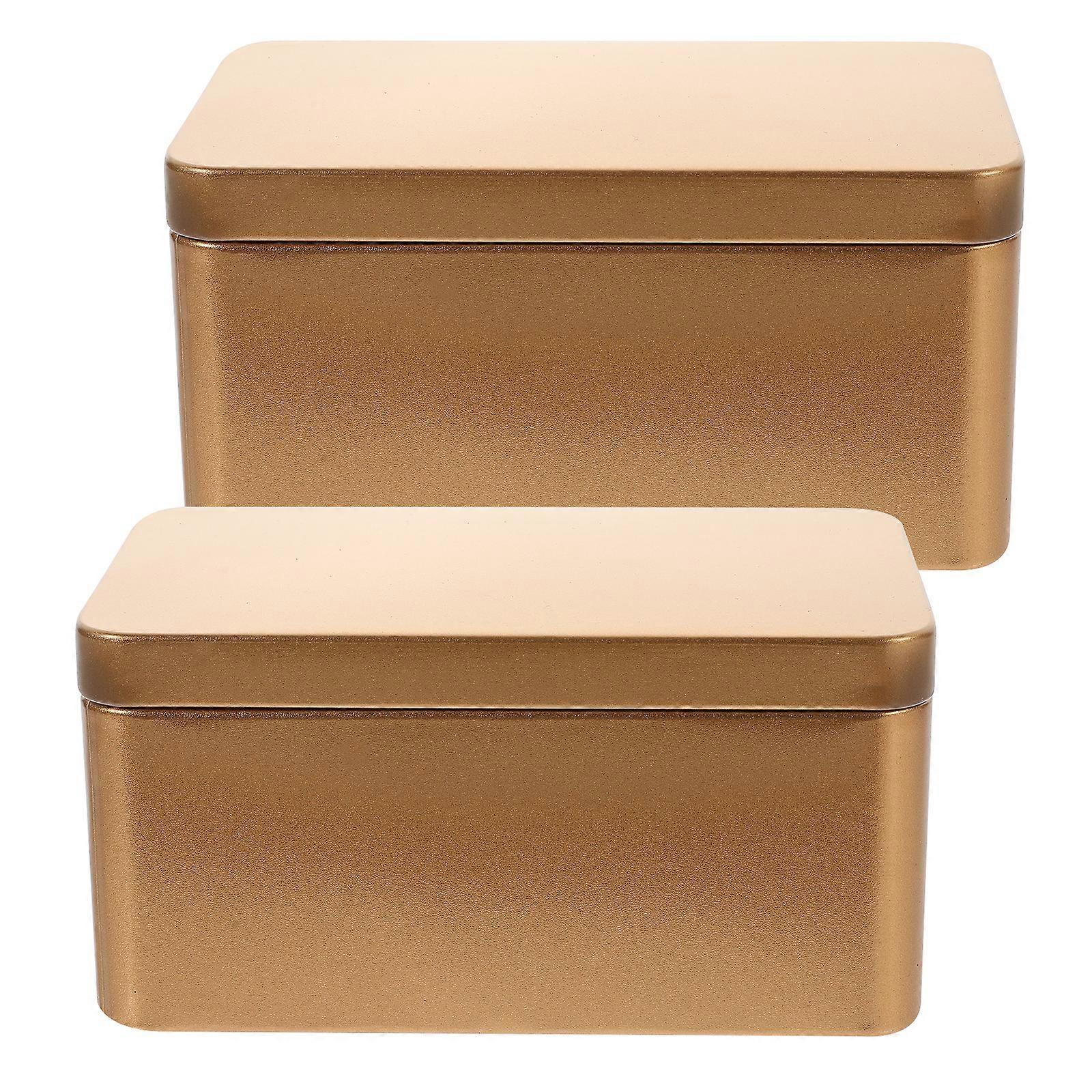 2Pcs Household Tea Box Bulk Tea Packaging Box Rectangular Tinplate Storage Box