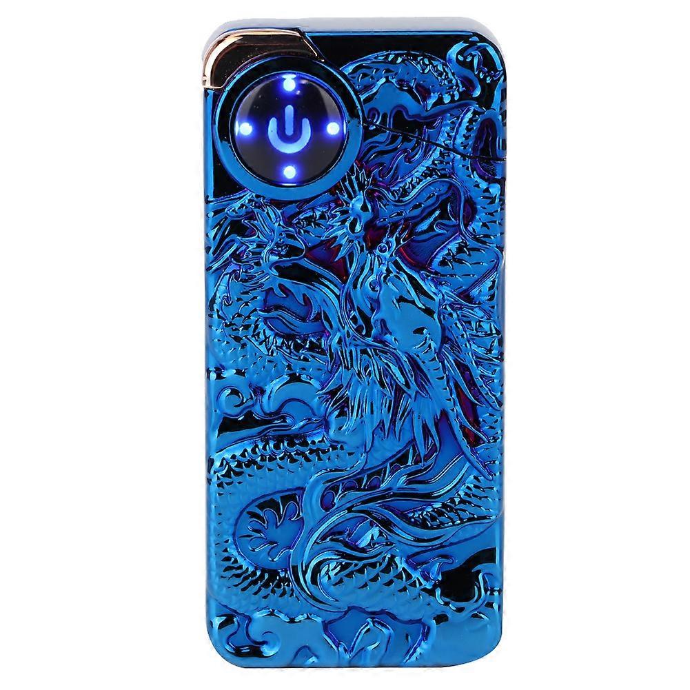 Fashionable Stylish Pattern Dual Arc Charging Lighter Touching Sensing Pulse Cigarette LighterBlue