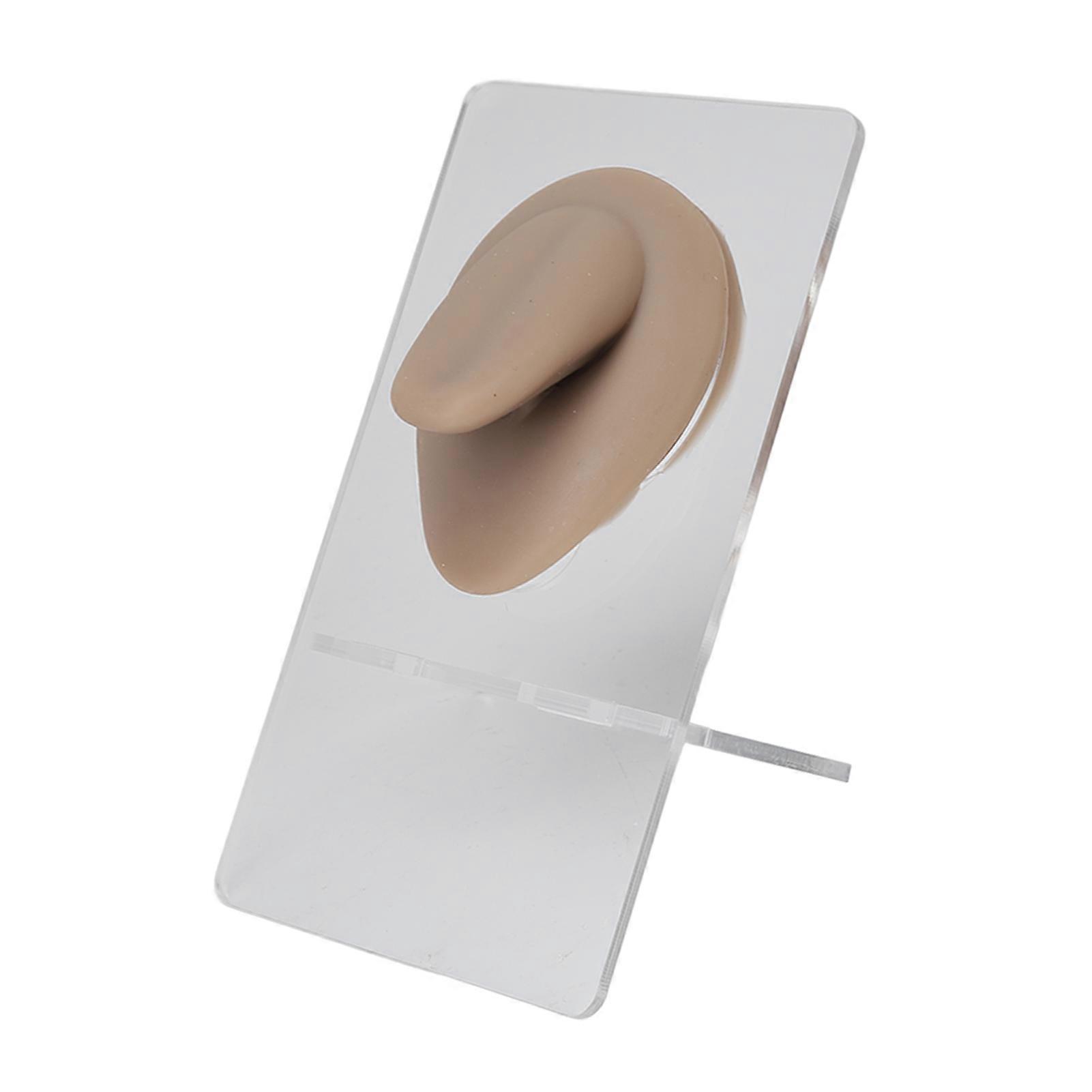 Soft Silicone Tongue Model Professional 3d Simulated Tongue Model With Stand For Piercing Practice Dark Skin Color