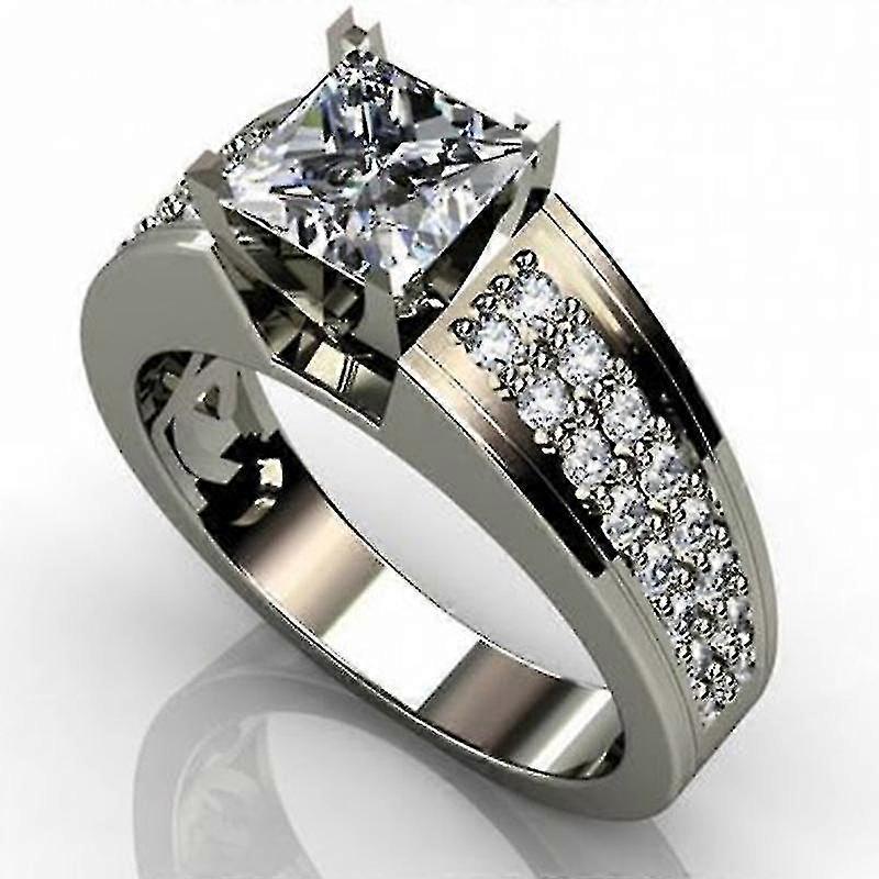 Silver Plated Dot And Square Sparkling Diamond Ring - Set Engagement_Dec