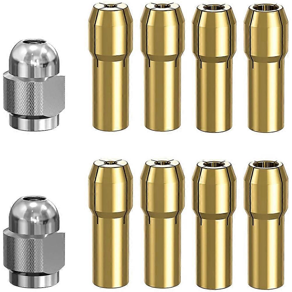 10Pcs Brass Collet for ,Replacement 4485 Quick Change Rotary Drill Nut Tool Set 0.8/1.2/1.5/1.8/ 2.