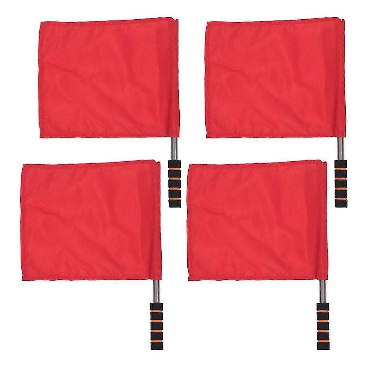 Red Sports Referee Flag 4 Pieces Track And Field Event Referee Flag Football Goal Flag Flag Bearer Flag Sponge Handle