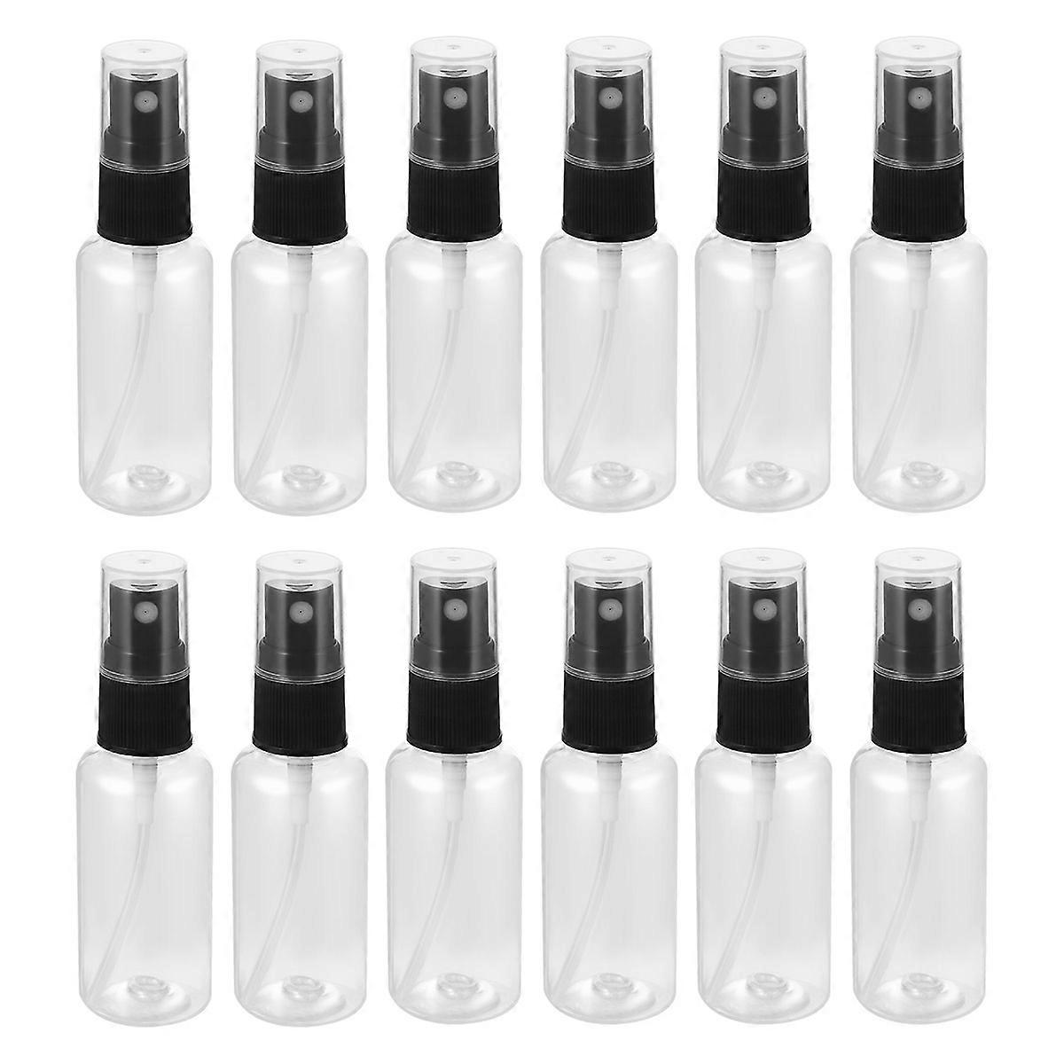 UEETEK 12 Pcs Portable Travel Bottles Empty Clear Plastic Fine Mist Spray Bottles 30ml (Random Color Spray Cap)