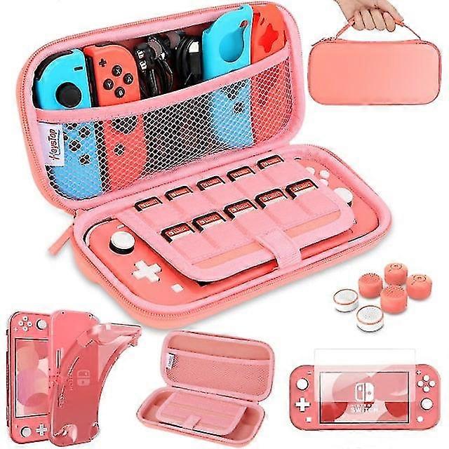 Switch lite case with soft tpu protective case games card 6 thumb grip caps