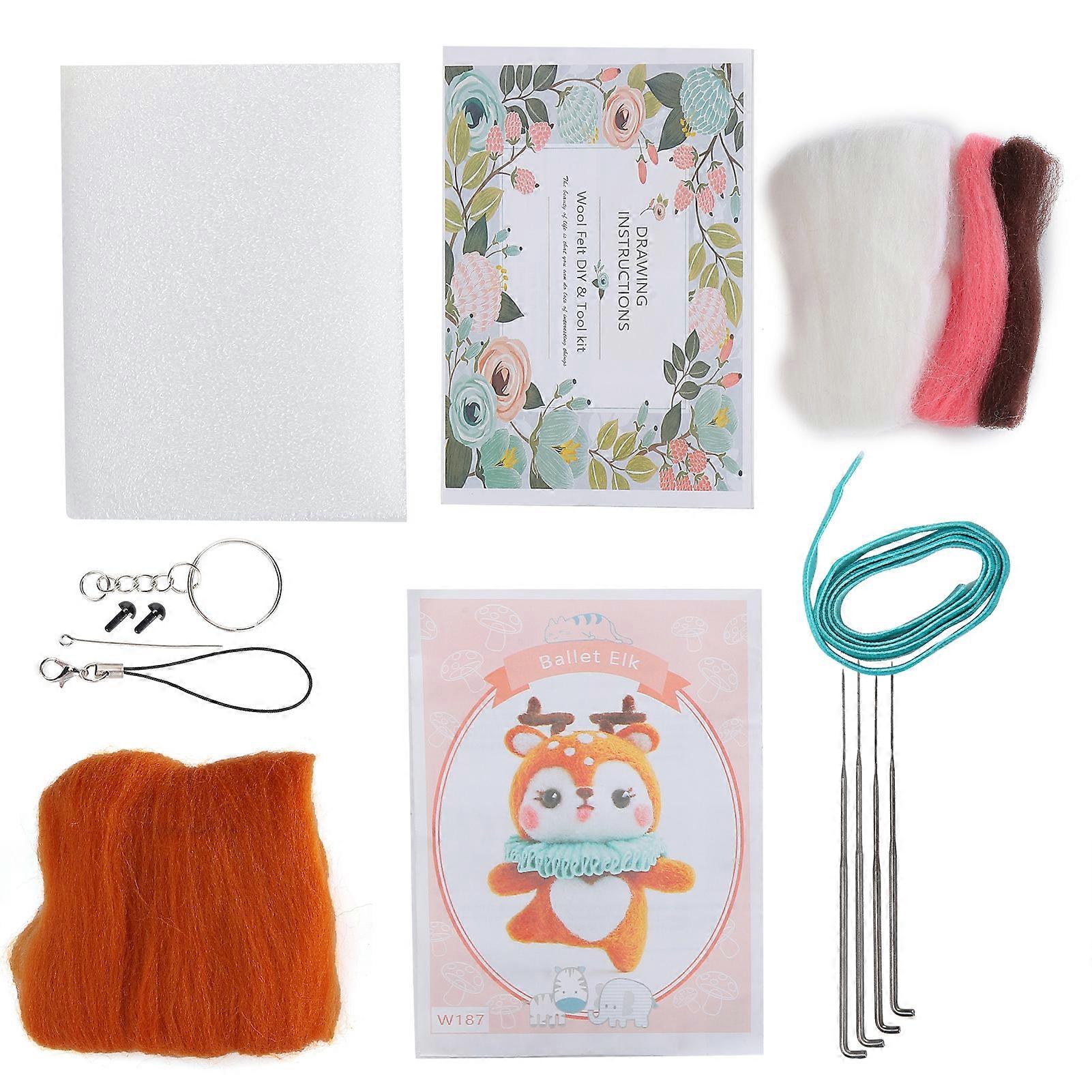 إبرة تلبيد كيت صوف ألياف كيميائية DIY يدويا لعبة فنون الحرف للمبتدئين (187 # الباليه الغزلان)