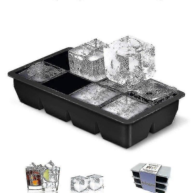 hmwy-8 grids square ice cube tray mould ice cubes silicone mold diy ice cream(22cm*11.5cm*5cm,black)