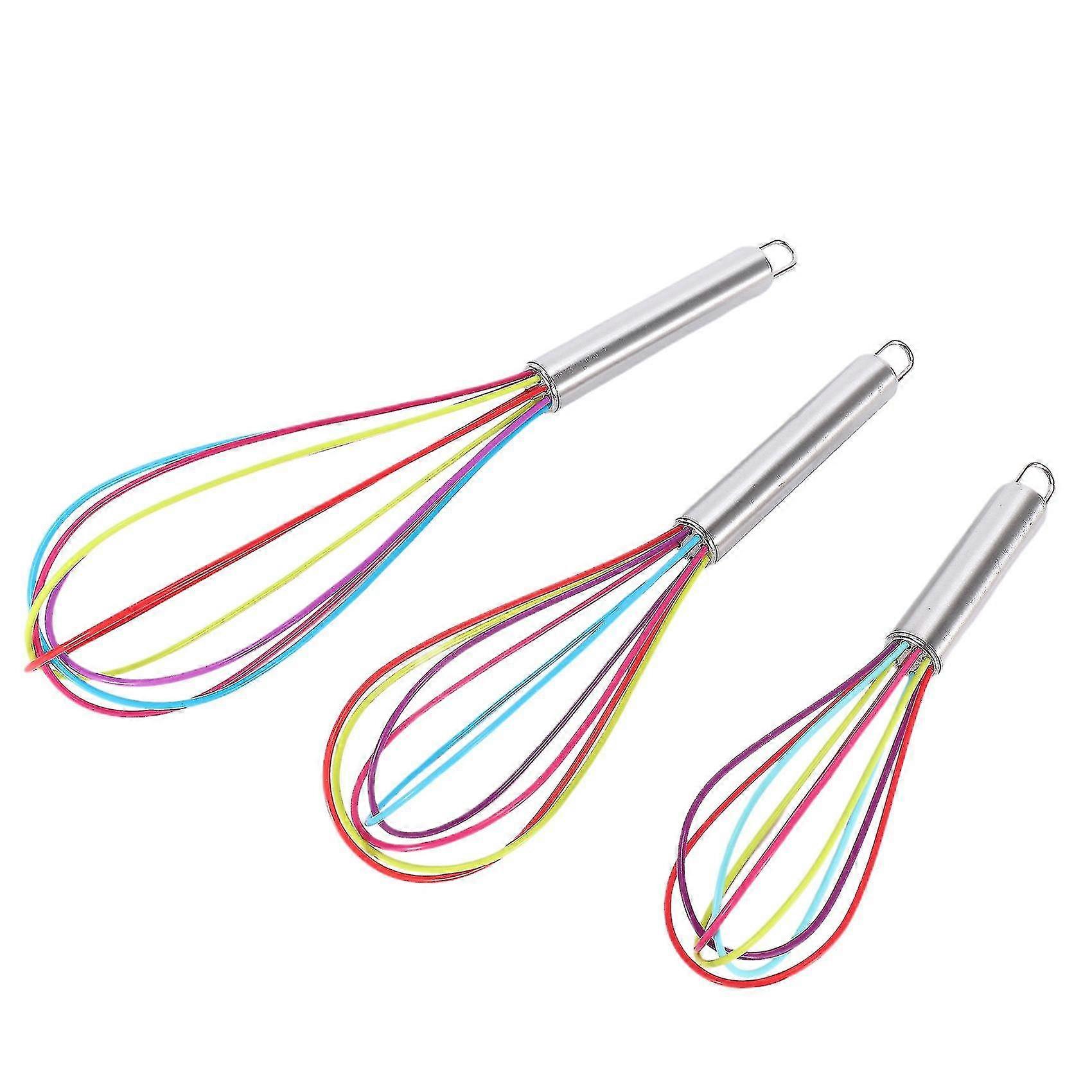 silicone whisk,with stainless grip handle compatible with baking, cooking