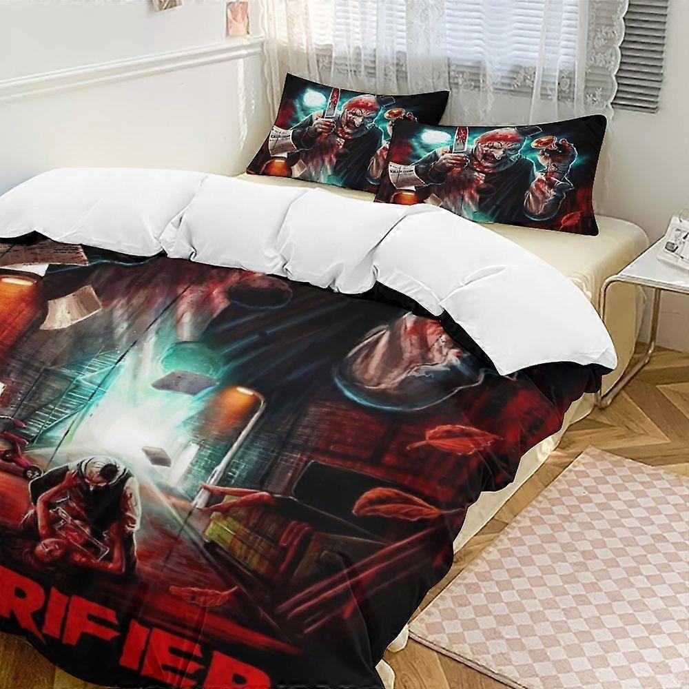 x250 Terrifier Conjunto de Cama de 3 Peças Quente e Confortável Conjunto de Capa de Edredom com 1 Capa de Edredom e 2 Fronhas para Quarto b250