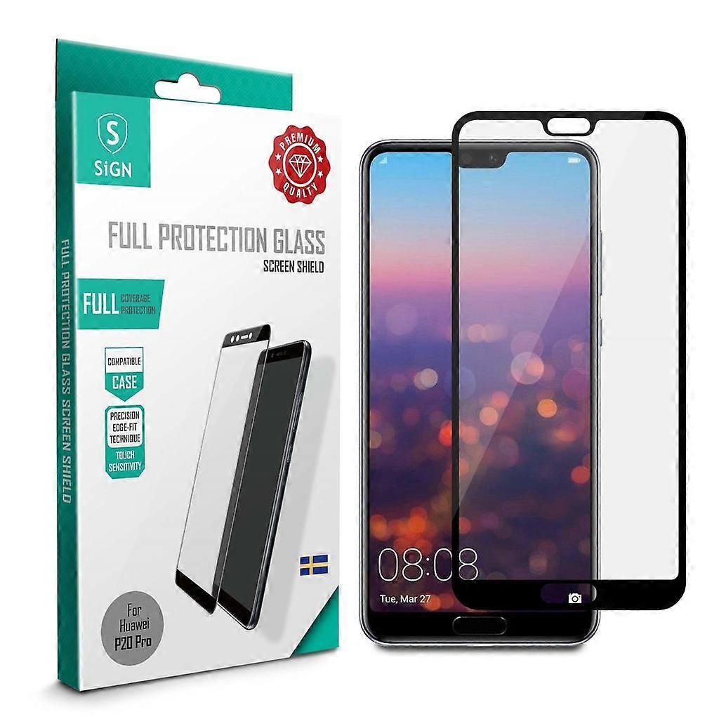 Full Coverage Tempered Glass Screen Protector for Huawei P20 Pro - Black