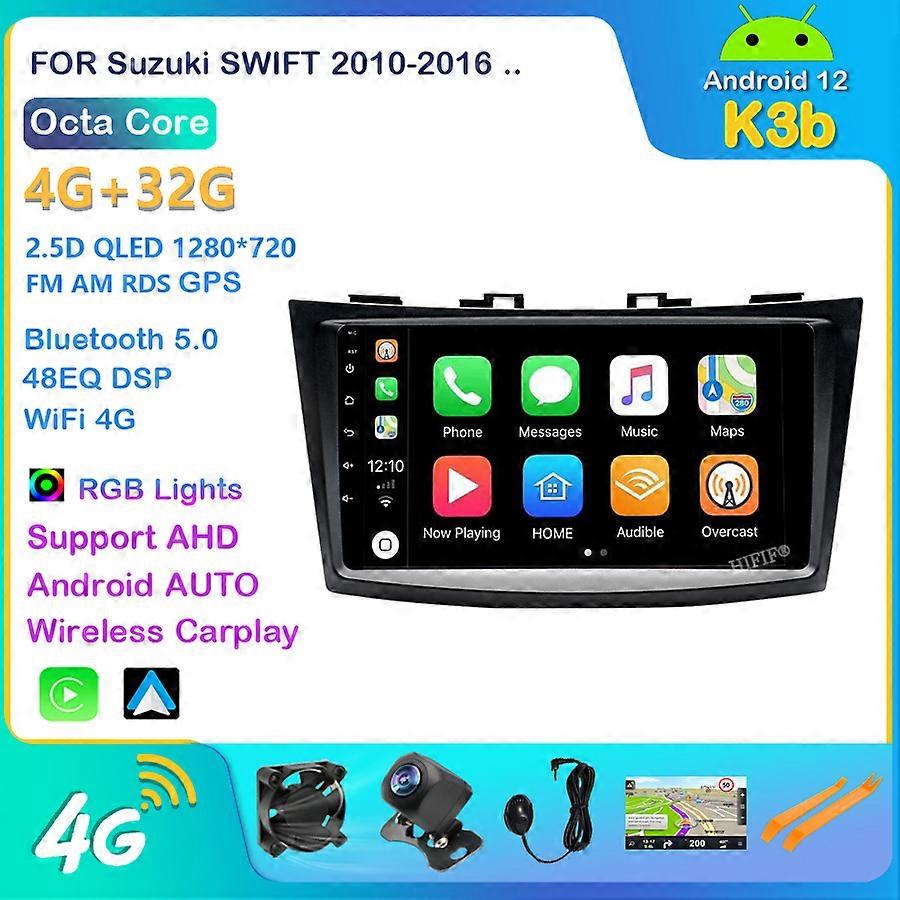 Android 12 Car Radio Player For Suzuki Swift 2010 - 2016 Navigation GPS WIFI Carplay Stereo Auto 8G 128G 9inch No DVD 2DIN