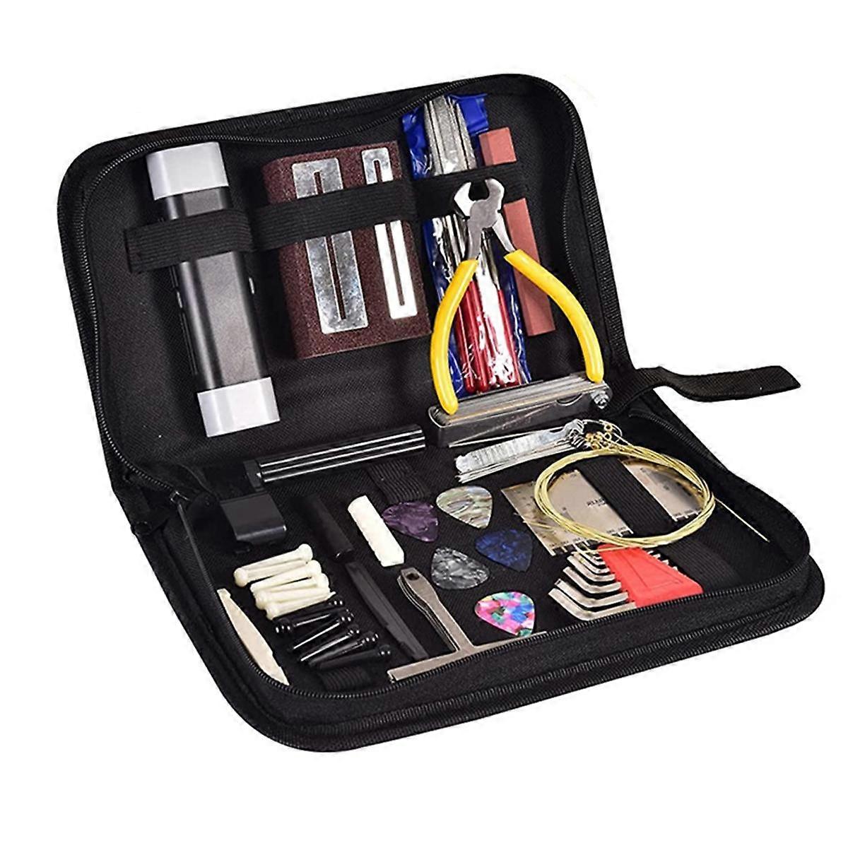 1 Set Guitar Tool Kit with Carry Bag Repair Tools String Action Ruler Luthier File Guitar Bridge Pi