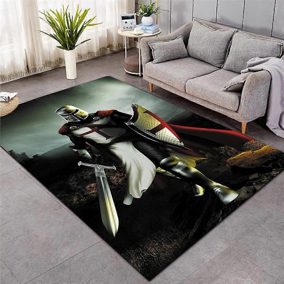 אבירי הטמפלרים פרשים שטיח פלנל רך הדפסת תלת מימד שטיח סלון שטיח שטח שטיח נגד החלקה שטיח גדול עיצוב סלון 006