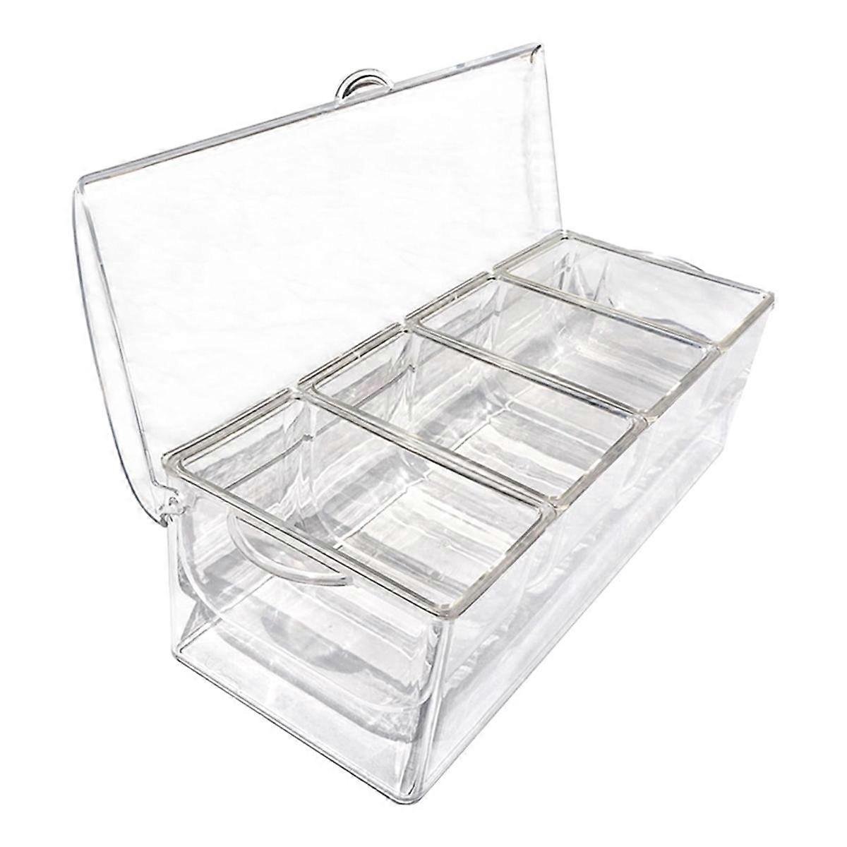 Ice Chilled Condiment with 4 Containers, Condiment Server with Separate Lids, Serving Tray Platter