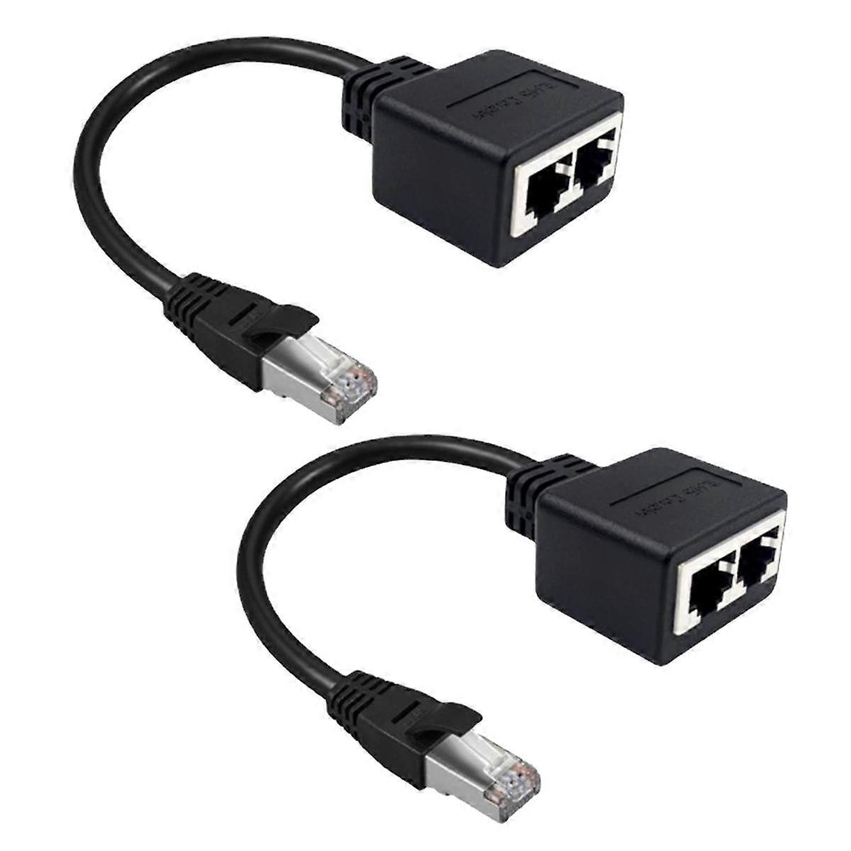 2Pcs RJ45 Cable 1 In 2 Ethernet Lan Network Adapter Cable RJ45 1 Male To 2 Female Category 7 Networ