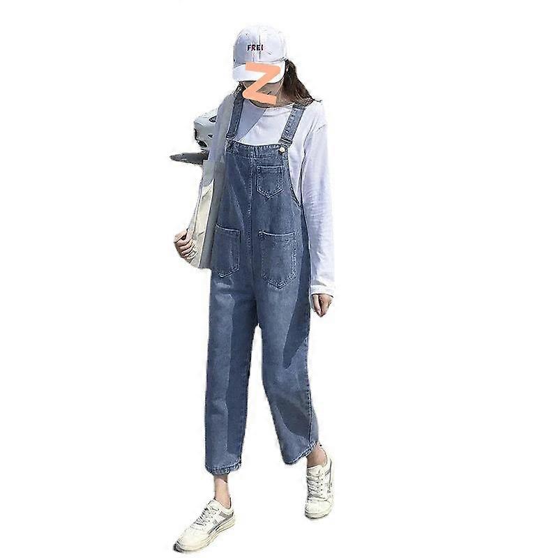 Damen Latzhose Sommer - Baggy Jeans Overall Mit Weiten Beinen, Polyester-Baumwolle
