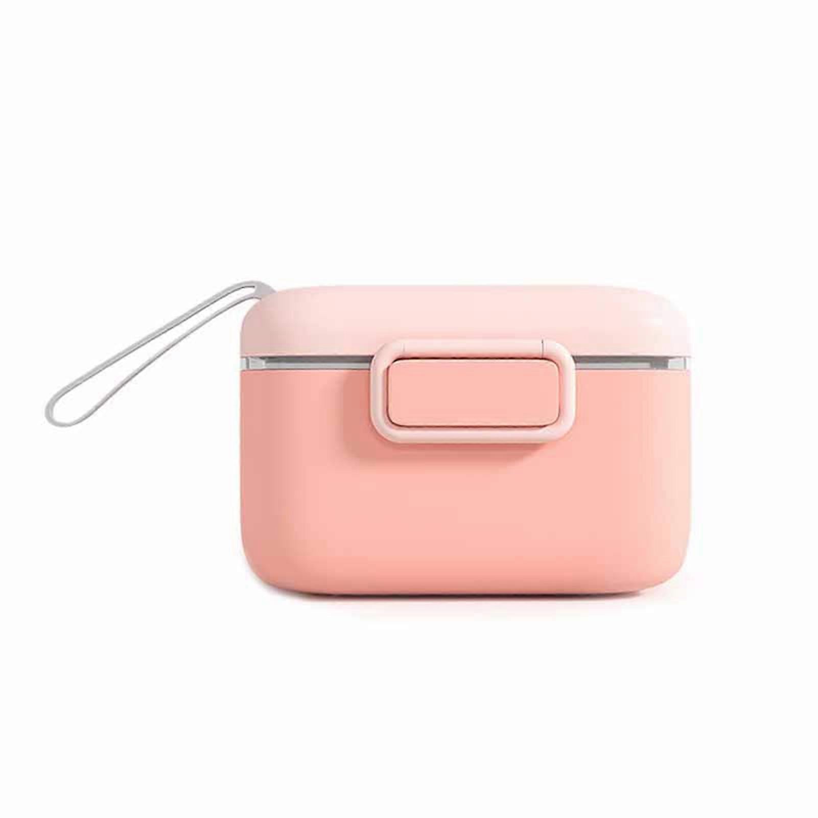 Milk Powder Storage Box PP Shell BPA Free Portable Baby Milk Powder Container Box with Lanyard Pink