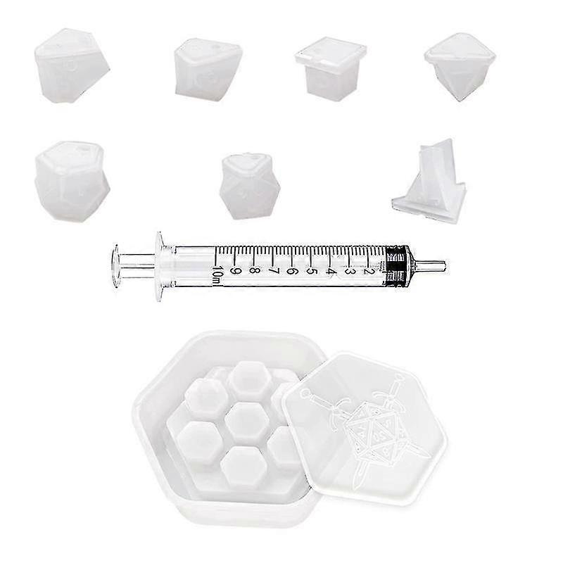 7 Shape Resin Dice Moulds With Silicone Hexagon Dice Box Moulds Multi-sided Dice Moulds Epoxy Casti