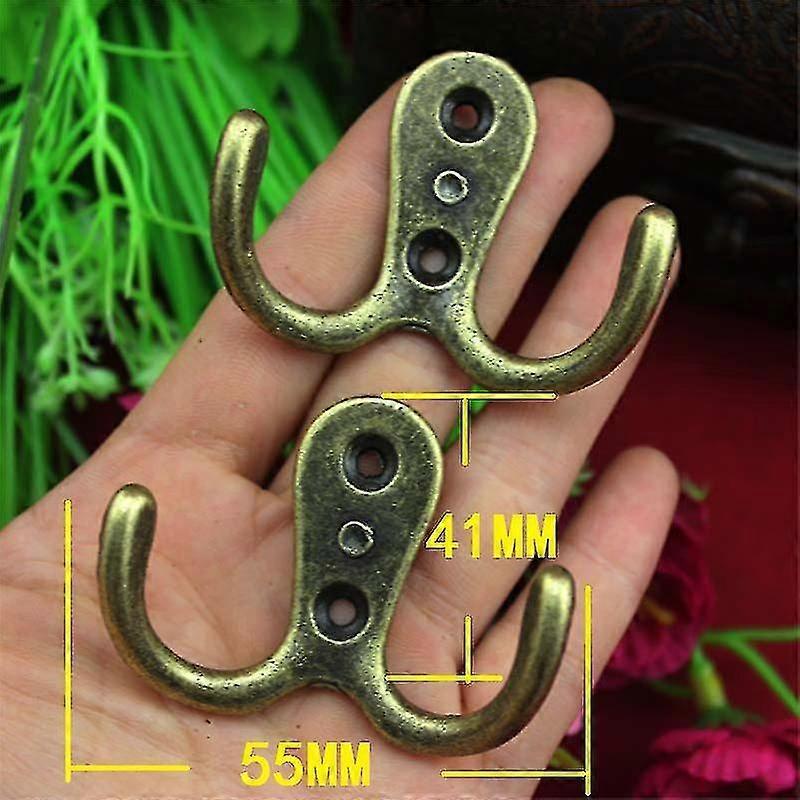 2pcs/set Durable Antique Bronze Double Prong Clothes Coat Robe Purse Hat Hooks