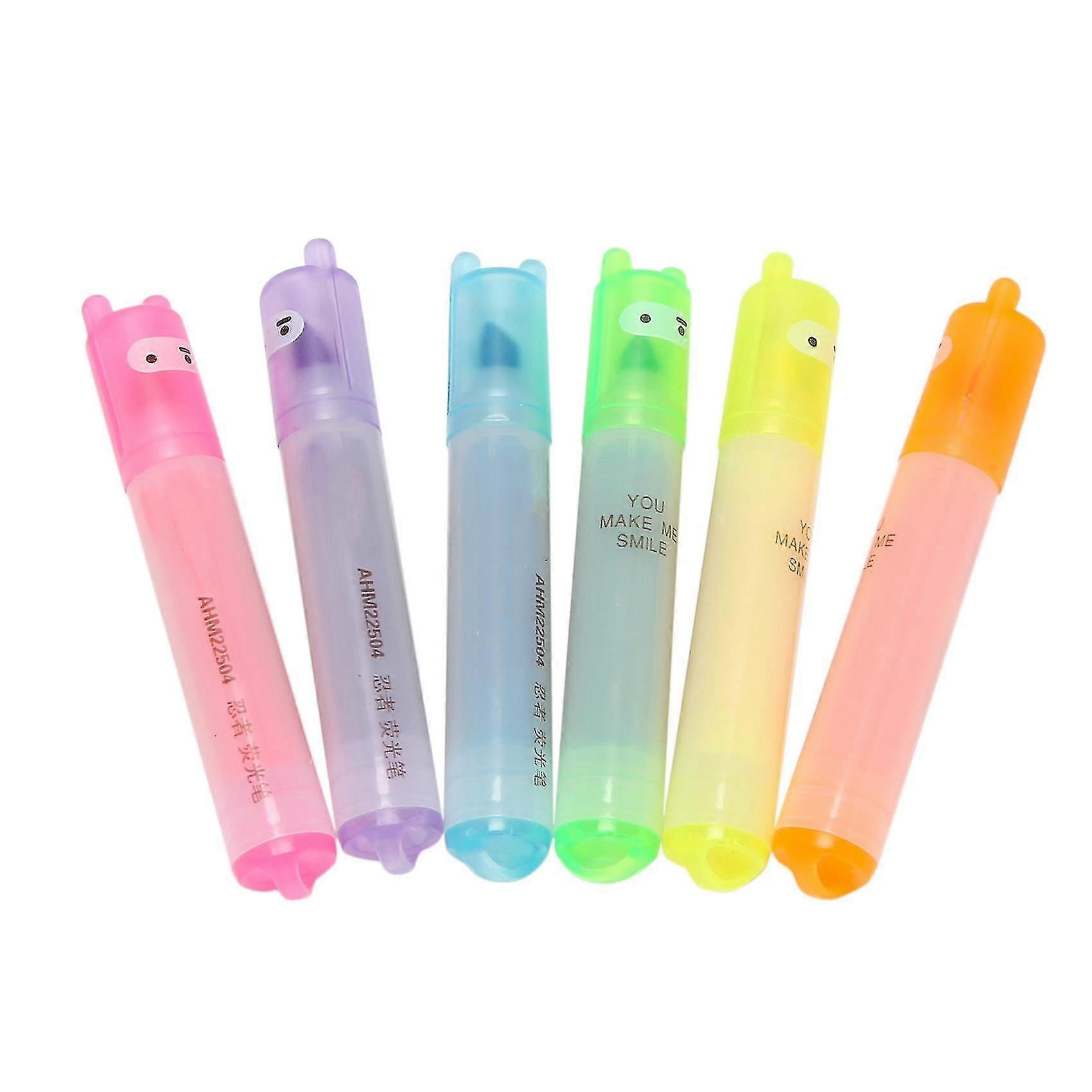 6pcs Highlighter Ninja Permanent Markers Stationery Assorted Colours