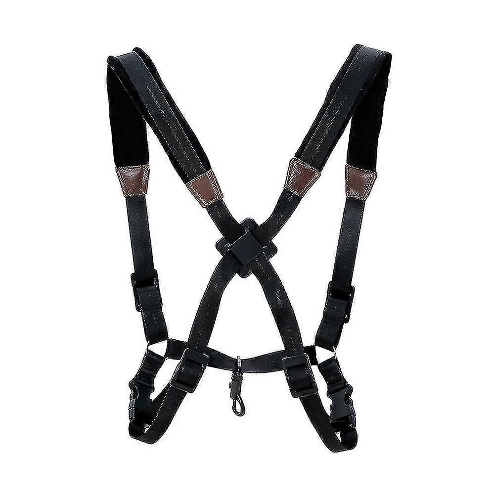 Saxophone Strap,universal Double Shoulder Leather Strap For Sax, Adjustable Padded Harness Strap Fo
