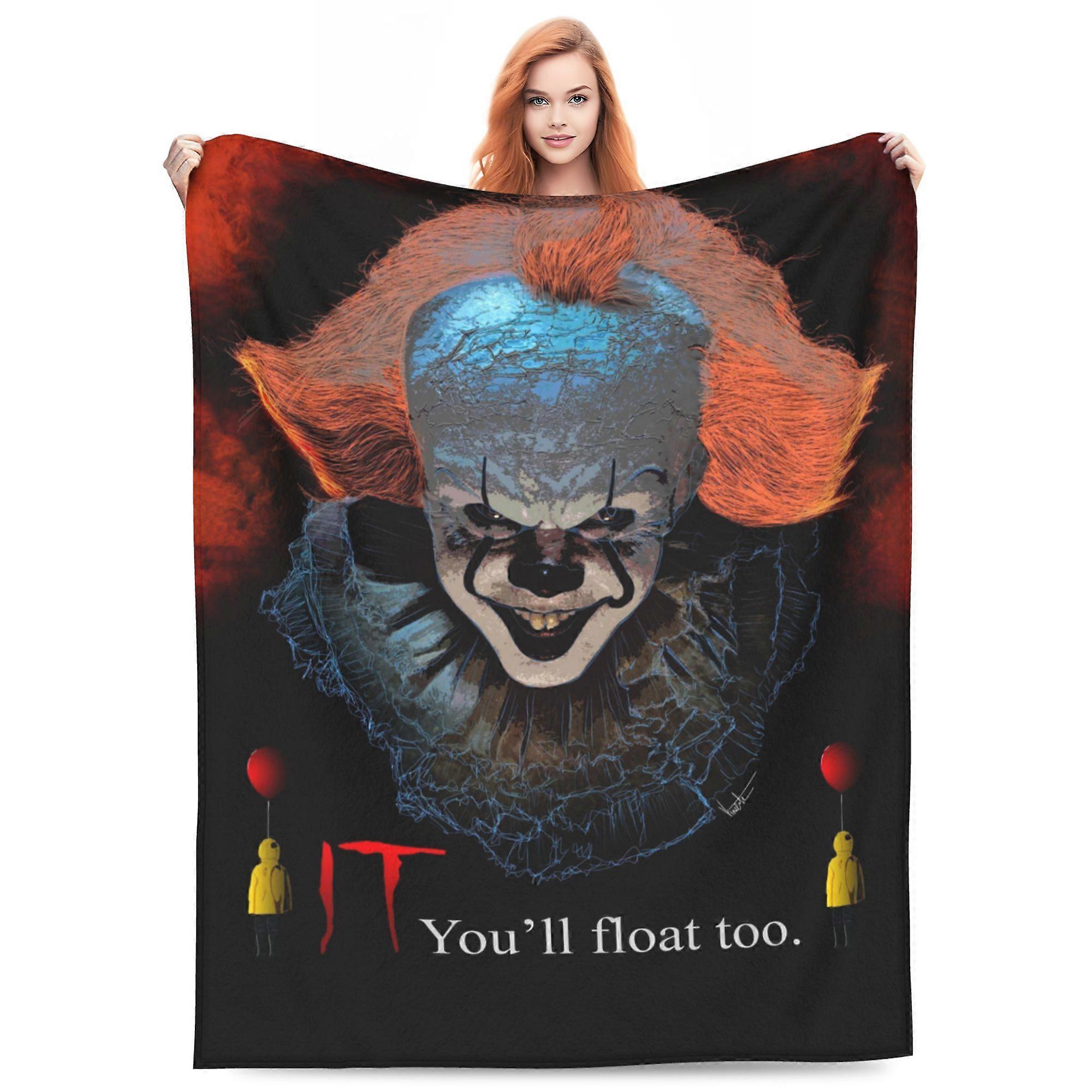 Super Soft Pennywise Sängfiltar Lätt Flanell Kastar Filtar Alla Årstider Skräckfilm Filtar För Bäddsoffa Tra-DS4809