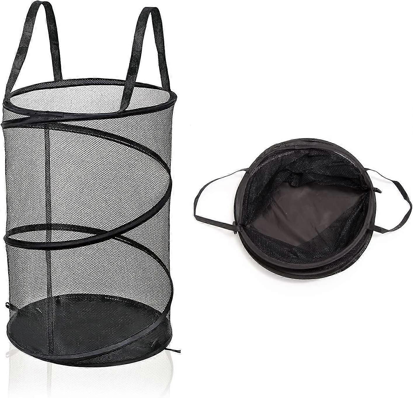 Large Mesh Laundry Basket Foldable With Sturdy Handles Portable