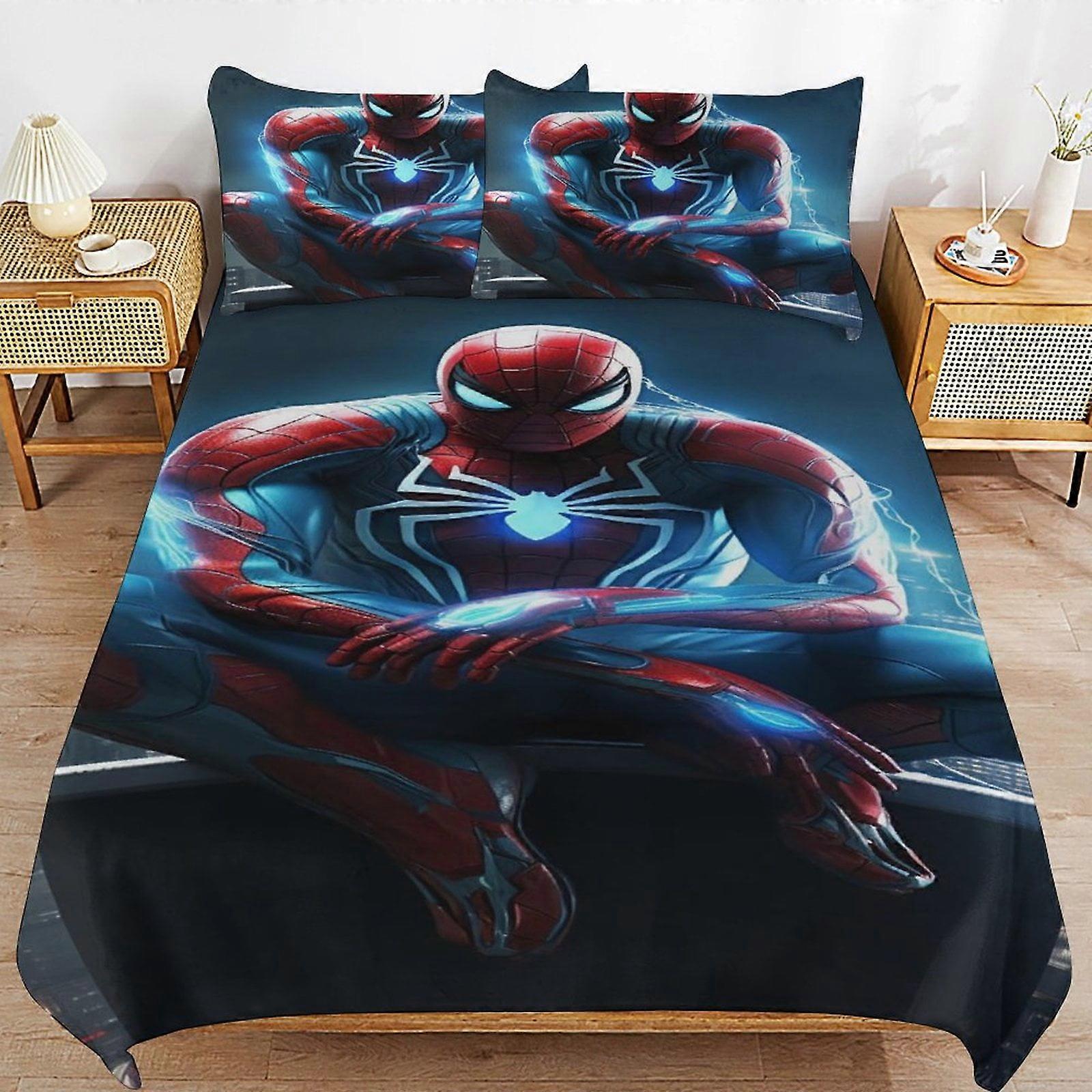 v2916  Bed Sheets Bedding Spider-Man Bedding Sets Ultra Soft Skin-Friendly Duvet Cover 3 Piece, Cute Comforter Cover Bed Set for Boys Girls Kids ( 1 D