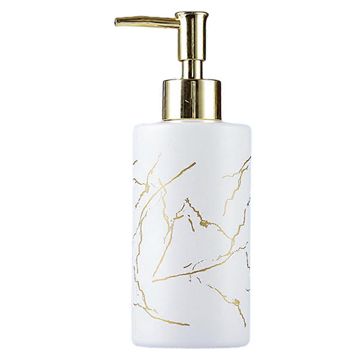 Hand soap box for bathroom and kitchen, cylindrical marbled resin refillable