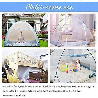 Mosquitera Plegable Para Cama Doble 140x50x45 Cm – Viaje Y Camping Con Borde Azul, Ligera Y De Montaje Rápido