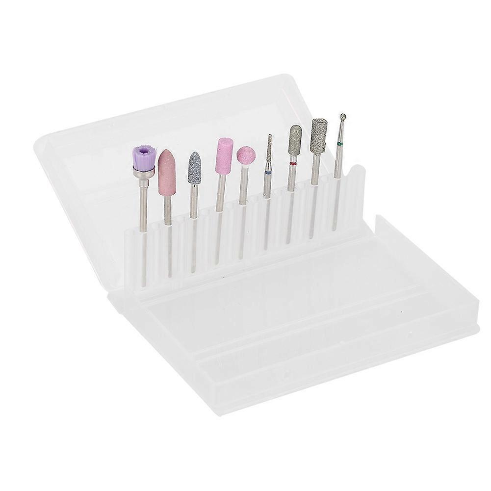 9Pcs Emery Nail Drill Bits Set Polishing Tools Grinding Head for Manicure Drills Machine