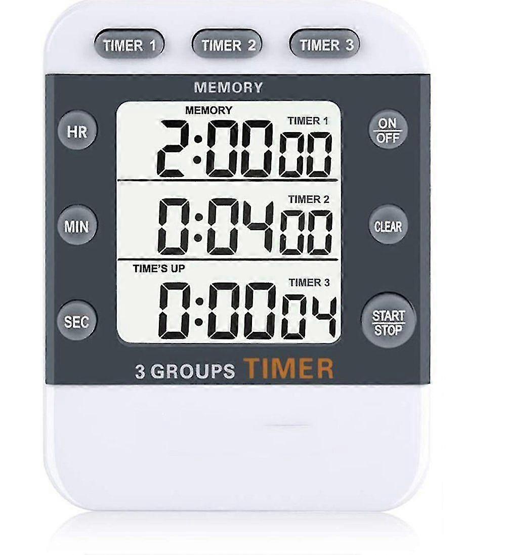Digital 3 Channel Countdown/stopwatch Kitchen Timer, Timer For Cooking, Stopwatch, Large Display